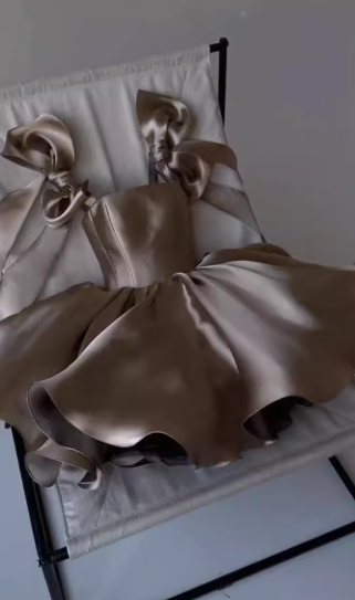 Pretty Ball Gown Spaghetti Straps Pink Satin Short Mini Formal 8th Grade Homecoming Dress Summer Middle School Hoco Dresses Birthday Outfits W1174