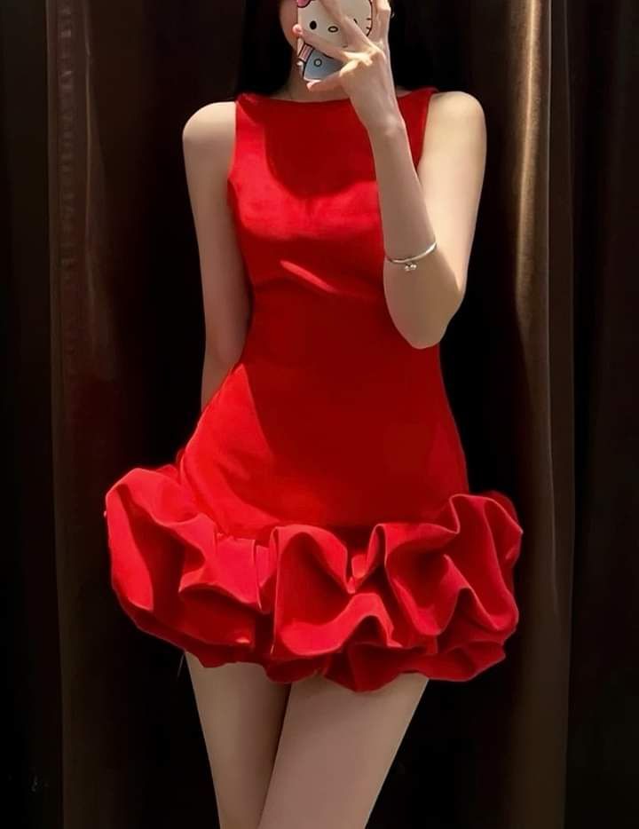 Robe de soirée de princesse fourreau en satin rouge, robe de bal de fin d'année, robe courte Hoco DH2603