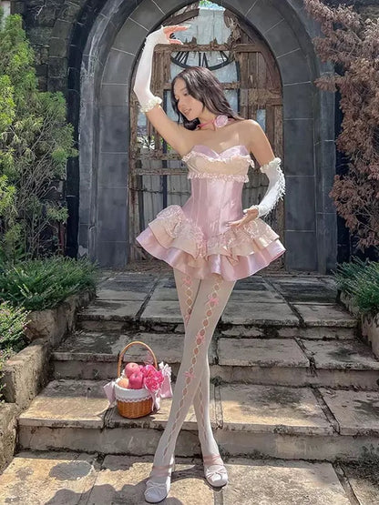 Robe de bal unique en satin rose avec décolleté en cœur et dentelle, courte, formelle, pour le bal de fin d'année, robe de cocktail pour le collège, tenues Hoco Inspo DH2604