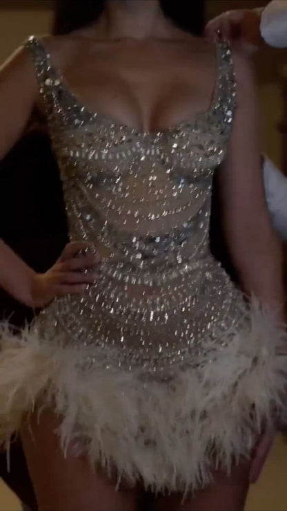 Unique Sheath Square Neck Champagne Sequin Formal Homecoming Dresses 8th Grad Dance Graduation Dress Short Hoco Dresses DH2609