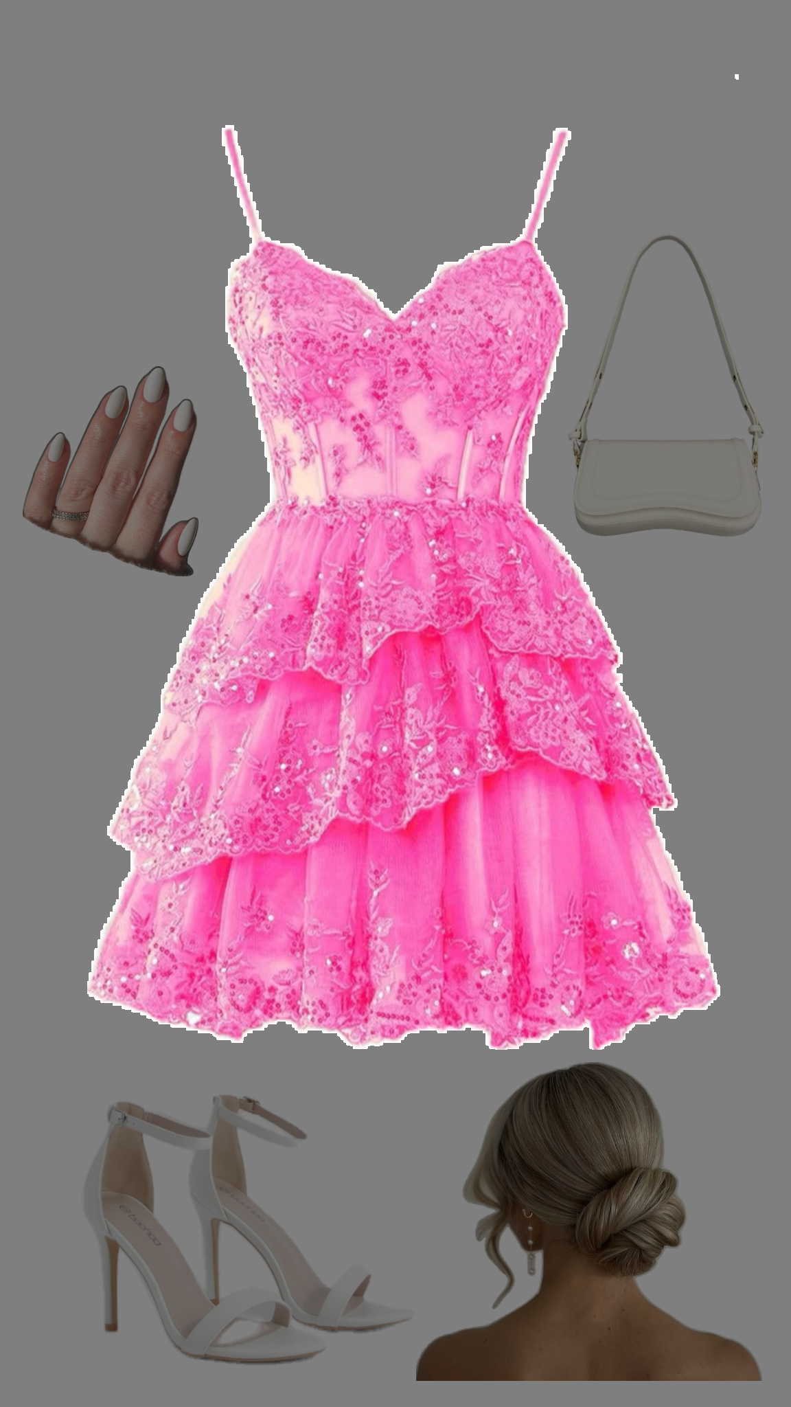 Robe de soirée de remise de diplôme en dentelle rose, ligne A, bretelles spaghetti, robe de bal courte Hoco DH2616