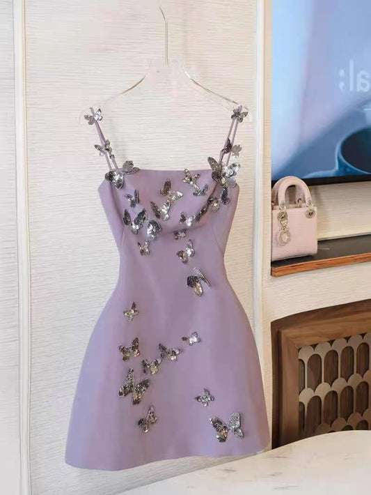 Cute Ball Gown Spaghetti Straps Light Grape Formal Homecoming Dresses 8th Grad Dance Graduation Dress Short Hoco Dresses DH2639