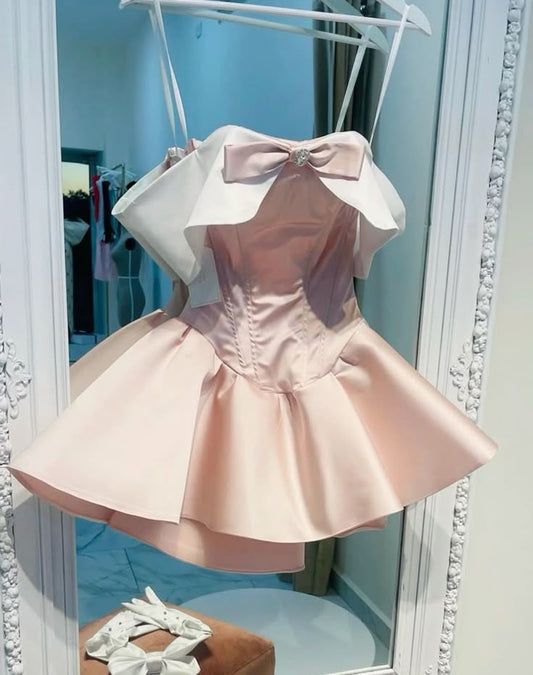 Pretty Ball Gown Off The Shoulder Pink Short Formal 8th Grade Homecoming Dresses Summer Middle School Hoco Dress Homecoming Outfits DH264