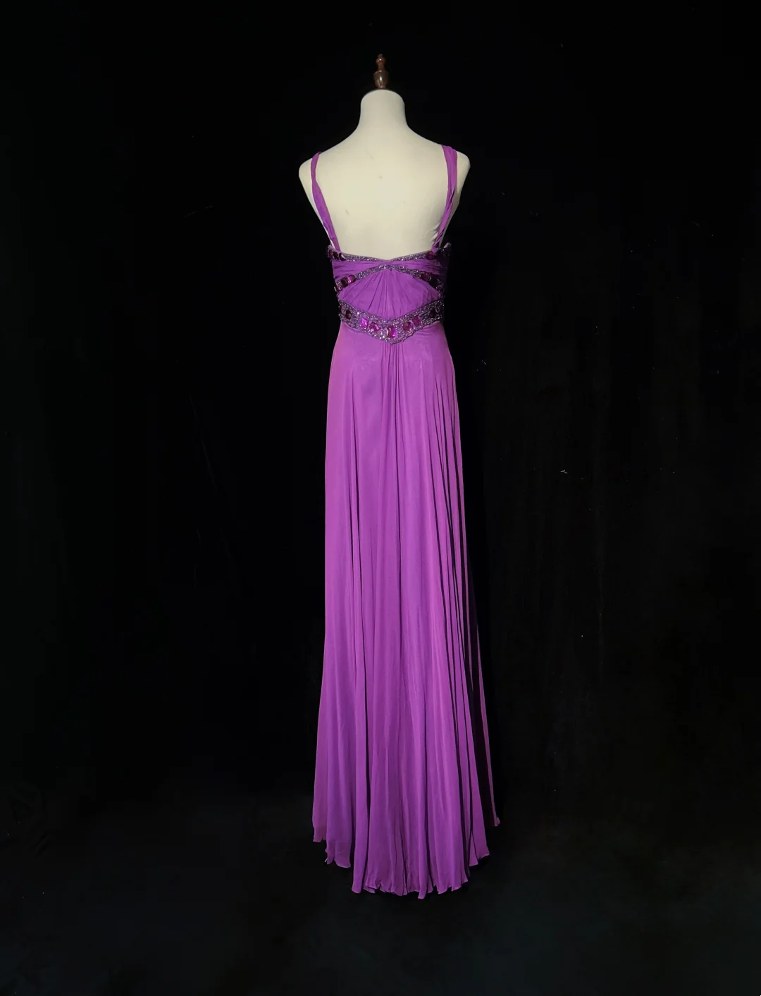 Retro A-Linie Neckholder Trauben Chiffon Ärmellos Mit Perlen Lange Blumen Ballkleider Partykleid 21. Geburtstag Outfits Abschlusskleider DH2658