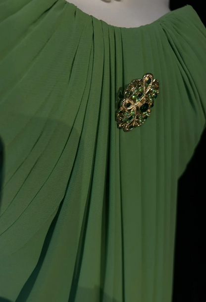 Robe de bal longue plissée en mousseline de soie verte, coupe trapèze, décolleté en cœur, sans manches, tenue de soirée pour 21e anniversaire, robe de remise de diplôme, DH2668