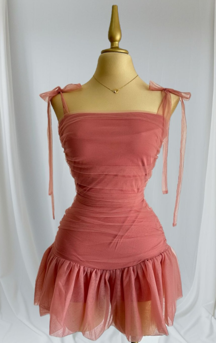 Cute Strap Sheath Short Party Dress Tulle Red Homecoming Dress DP2954