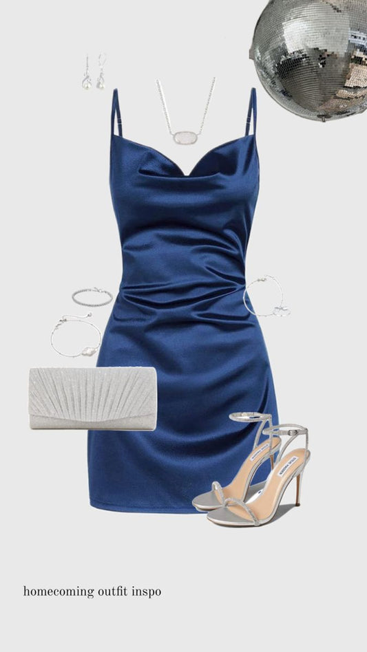 Cute Sheath Spaghetti Straps Navy Blue Short Formal Homecoming Dresses Party Graduation Dress Hoco Dresses DH2730