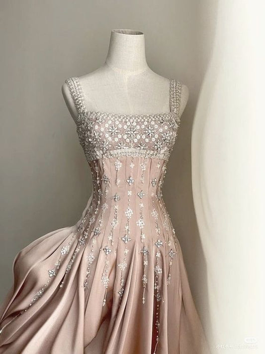 Sparkly A Line Square Neck Silver Beads Sequin Short Formal Homecoming Dresses Party Graduation Dress Hoco Dresses DH2735
