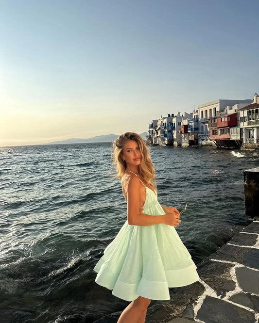Cute Ball Gown Spaghetti Straps Mint Green Short Formal Homecoming Dresses Party Graduation Dress Hoco Dresses DH2747