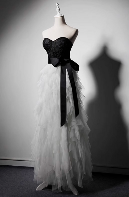 Fashion Black/Gray Long Ball Gown Tiered Tulle Evening Gown Modest Formal Dress Cute 18th Birthday Outfit DH2748