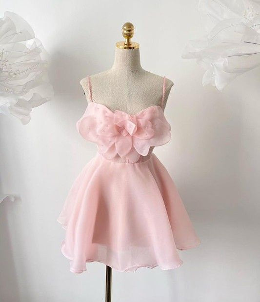 Trendy A Line Spaghetti Straps Blush Pink Mini Short Formal 8th Grade Homecoming Dresses Summer Middle School Hoco Dress Homecoming Outfits DH275