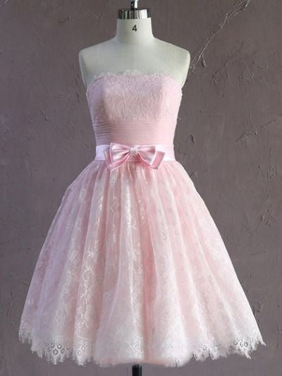 Pretty Ball Gown Strapless Tulle Pink Formal 8th Grade Homecoming Dresses Summer Middle School Hoco Dress 6th Grade Graduation Outfits DH299