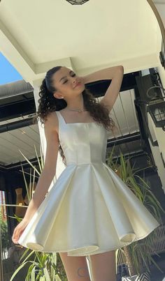 Fancy Short Hoco Dresses A line Square Mini Formal 8th Grade Homecoming Dresses Summer Middle School Satin Homecoming Outfits DH30