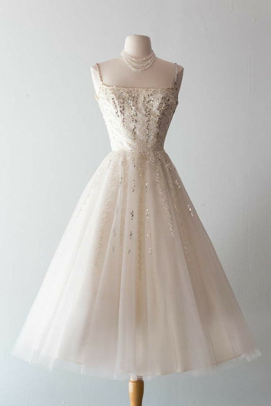 Vintage Ball Gown Square Neck Tulle Formal 8th Grade Homecoming Dresses Summer Middle School Hoco Dress 6th Grade Graduation Outfits DH321