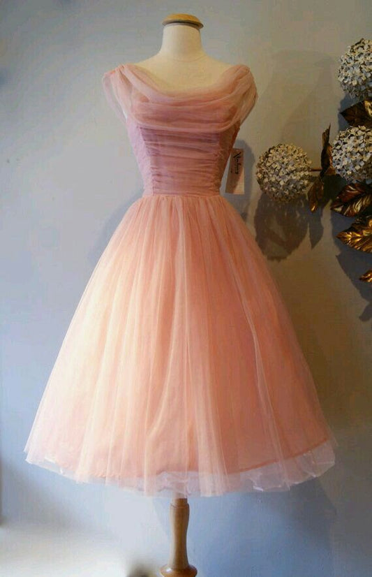 Vintage Ball Gown Scoop Pink Formal 8th Grade Homecoming Dresses Summer Middle School Hoco Dress 6th Grade Graduation Outfits DH322