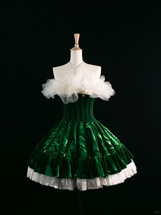 Cute Ball Gown Strapless Dark Green Short Velvet Formal 8th Grade Homecoming Dresses Summer Middle School Hoco Dress Homecoming Outfits DH385