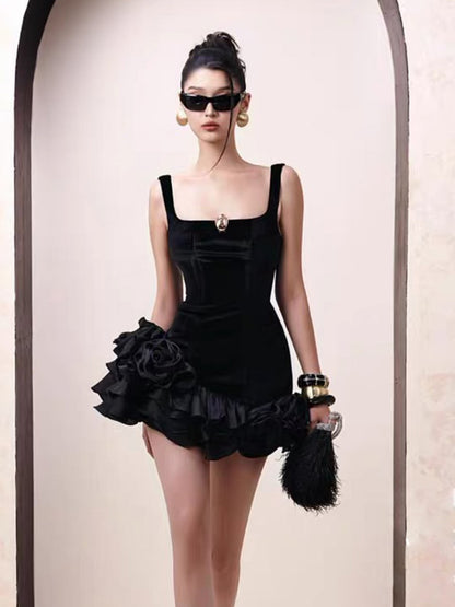 Pretty Sheath Square Black Velvet Short Formal 8th Grade Homecoming Dresses Summer Middle School Hoco Dress Homecoming Outfits DH424