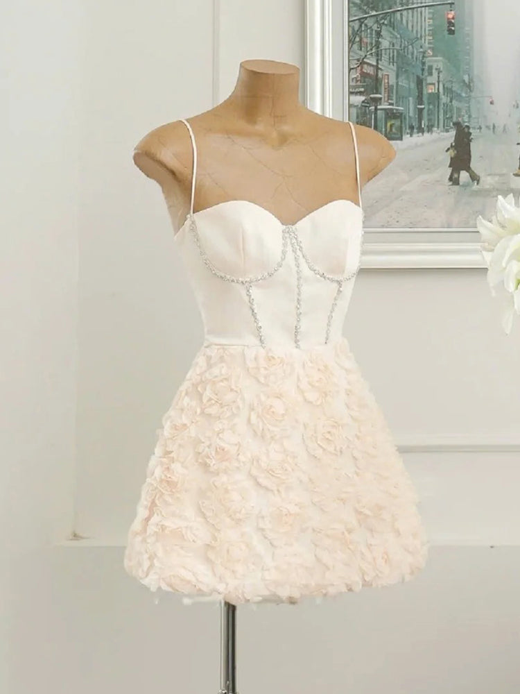 Trendy A Line Spaghetti Straps Mini Short Formal 8th Grade Homecoming Dresses Summer Middle School Hoco Dress Homecoming Outfits DH434