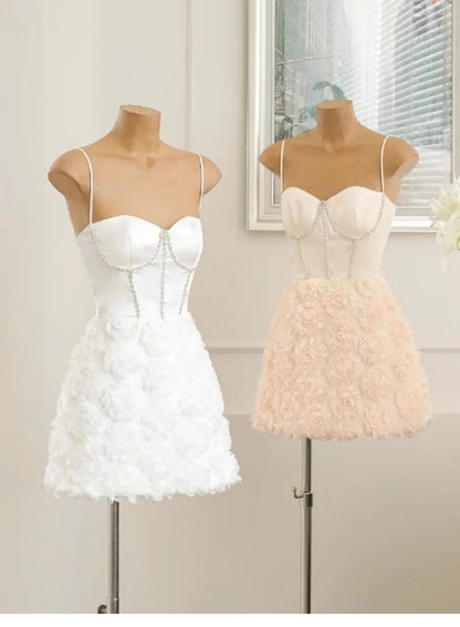 Trendy A Line Spaghetti Straps Mini Short Formal 8th Grade Homecoming Dresses Summer Middle School Hoco Dress Homecoming Outfits DH434