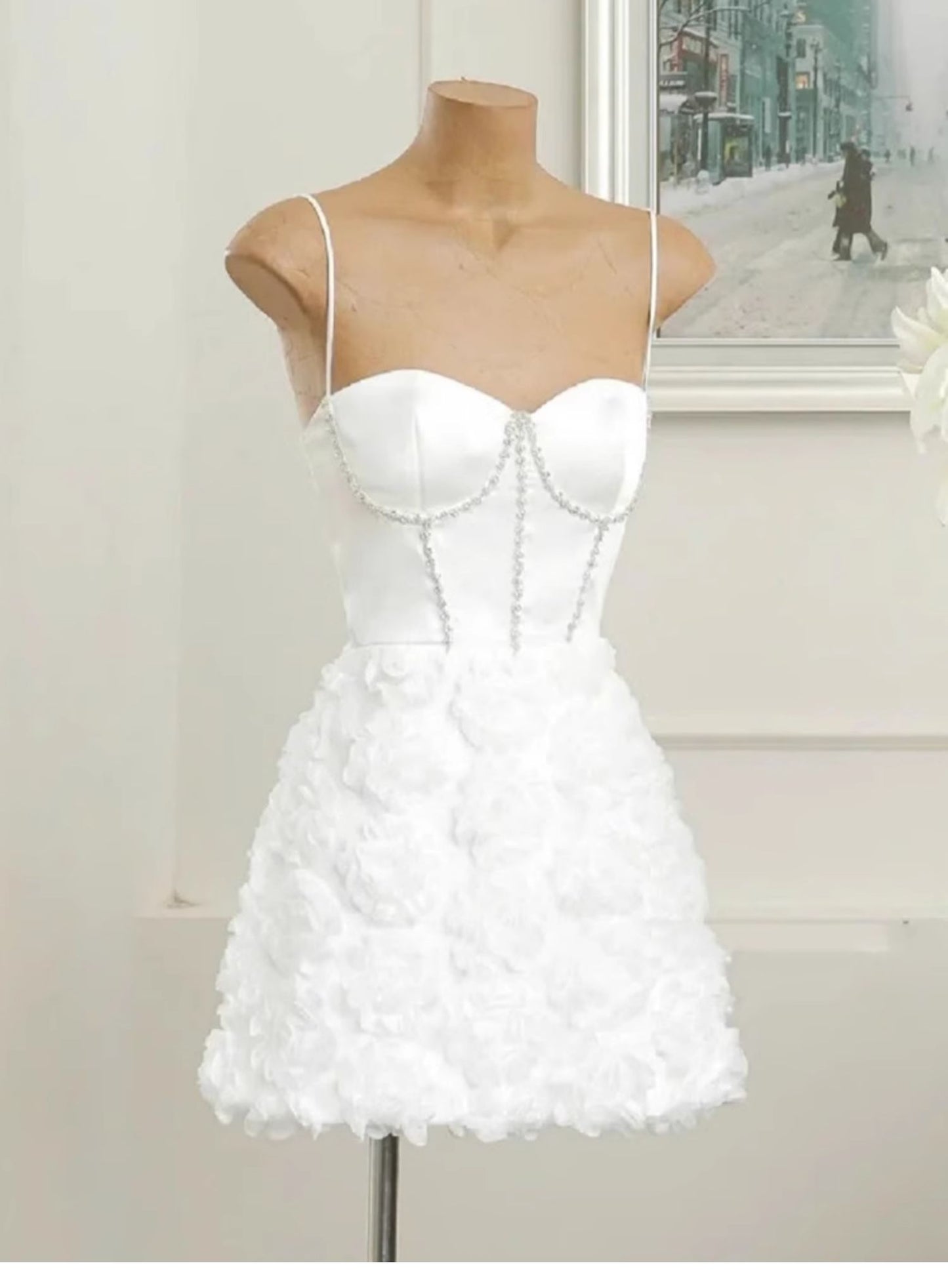 Trendy A Line Spaghetti Straps Mini Short Formal 8th Grade Homecoming Dresses Summer Middle School Hoco Dress Homecoming Outfits DH434