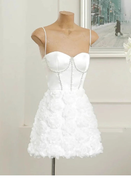 Trendy A Line Spaghetti Straps Mini Short Formal 8th Grade Homecoming Dresses Summer Middle School Hoco Dress Homecoming Outfits DH434