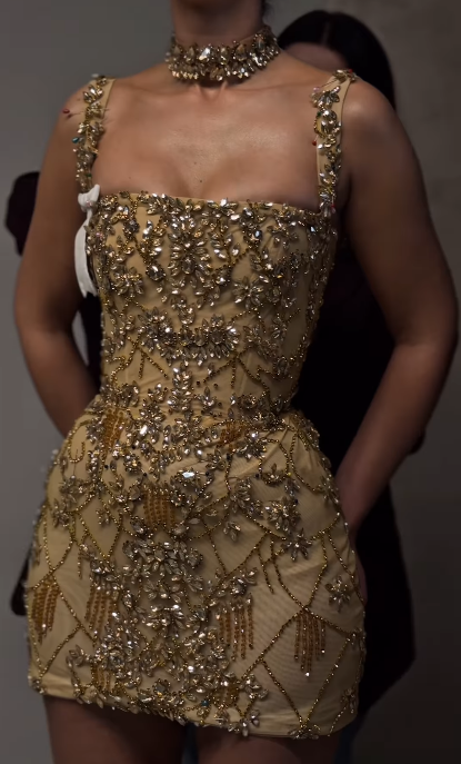 Pretty Sheath Square Neck Sleeveless Gold Short Formal 8th Grade Homecoming Dresses Summer Middle School Hoco Dress Homecoming Outfits DH444