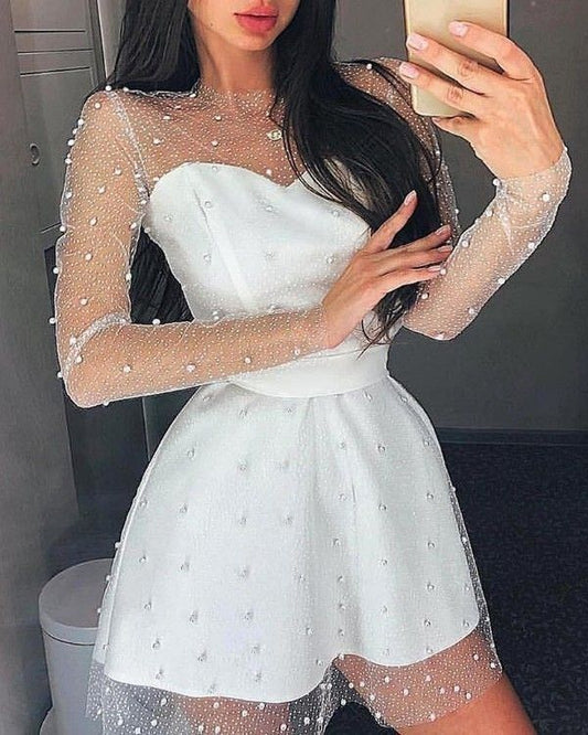 Fancy Short Hoco Dresses A line Sweetheart White Sequin Mini Formal 8th Grade Homecoming Dresses Summer Middle School Homecoming Outfits DH49