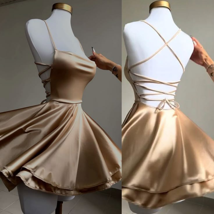 Fancy Short Hoco Dresses A line Backless Mini Formal 8th Grade Homecoming Dresses Summer Middle School Satin Homecoming Outfits DH50