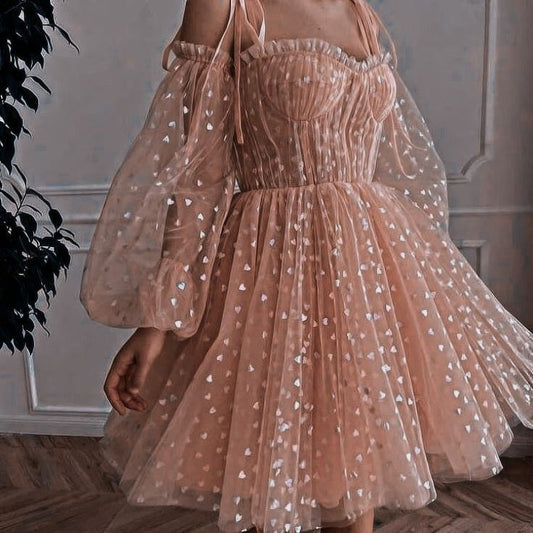 Cute A line Off The Shoulder Short Sleeves Formal 8th Grade Homecoming Dresses Pink Summer Middle School Hoco Dress Homecoming Outfits DH55