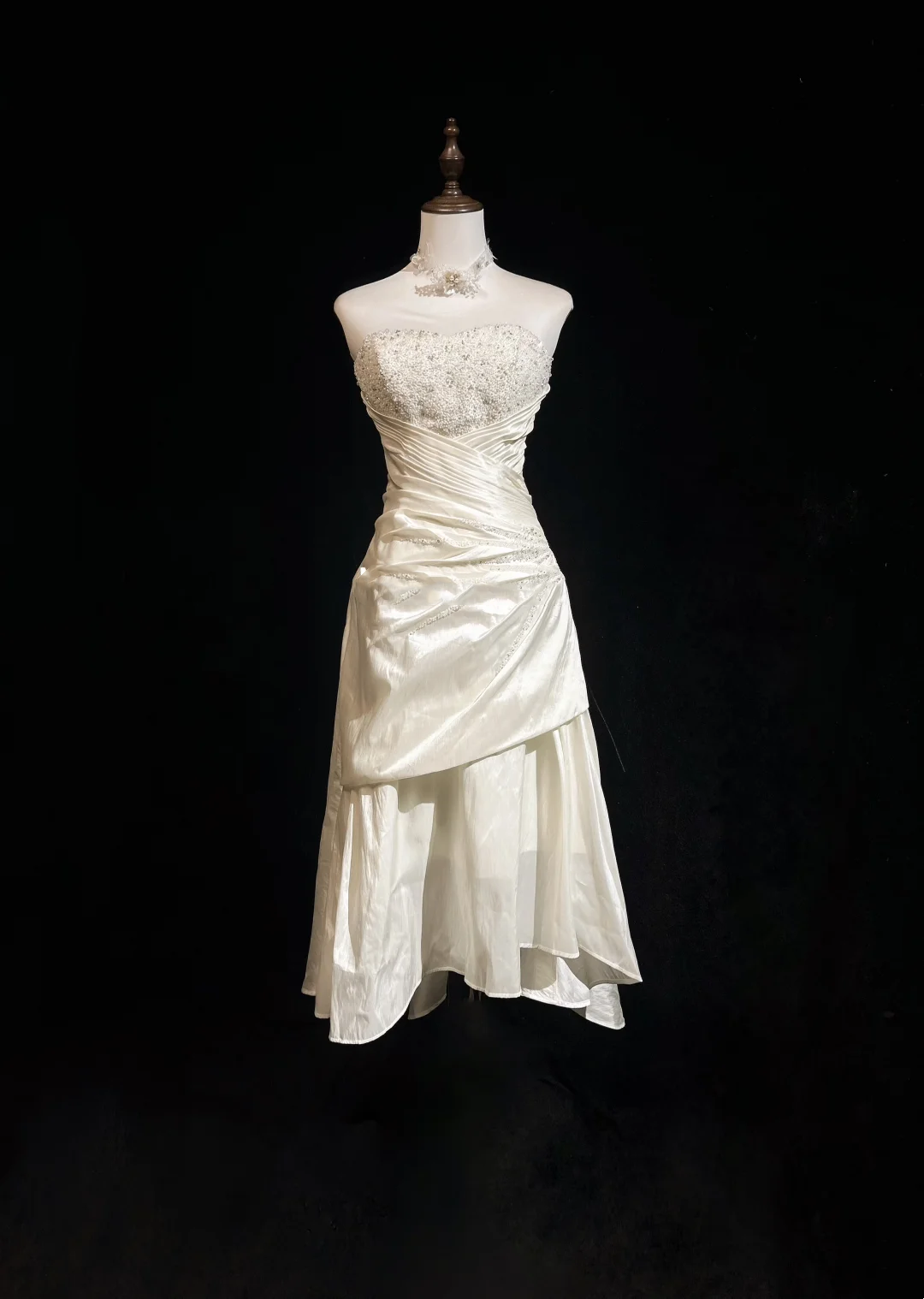 Vintage Wedding Dress 1970s High Low Strapless Lace Ivory Wedding Dresses Bridal Gowns Elegant Brides Gown DH567