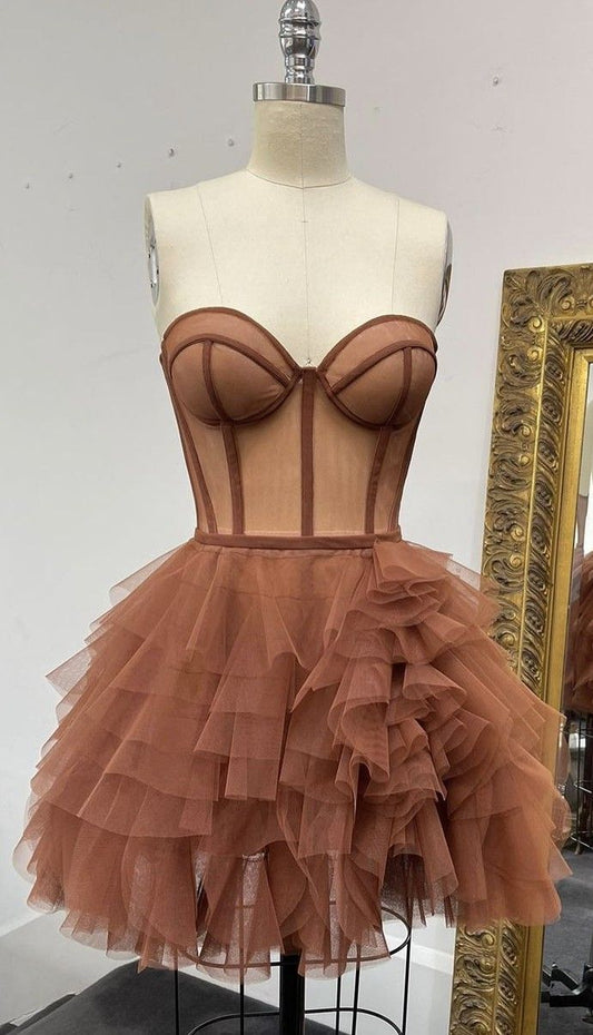 Fancy Short Hoco Dresses A line Sweetheart Tulle Mini Formal 8th Grade Homecoming Dresses Summer Middle School Homecoming Outfits DH57