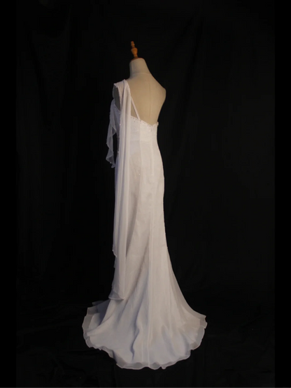 Retro Wedding Dress 1950s 1940s Mermaid One Shoulder Chiffon White Long Wedding Dresses Bridal Gowns Brides Gown DH574