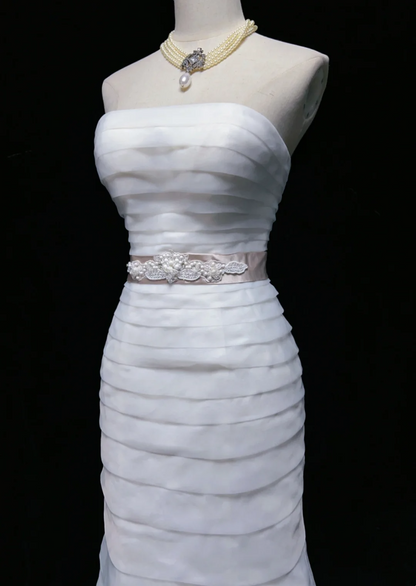 Robe de mariée classique sirène bustier satin longue blanche robes de mariée élégantes robes de mariée DH645