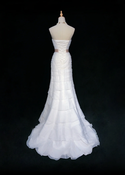Robe de mariée classique sirène bustier satin longue blanche robes de mariée élégantes robes de mariée DH645