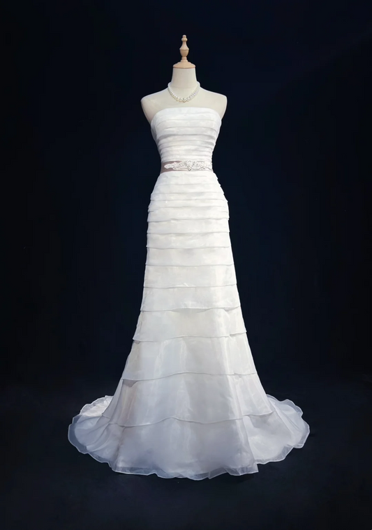 Robe de mariée classique sirène bustier satin longue blanche robes de mariée élégantes robes de mariée DH645