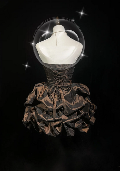 Vintage Ball Gown Sweetheart Taffeta Brown Sleeveless Mini Short Formal 8th Grade Homecoming Dresses Summer Middle School Hoco Dress Homecoming Outfits DH666