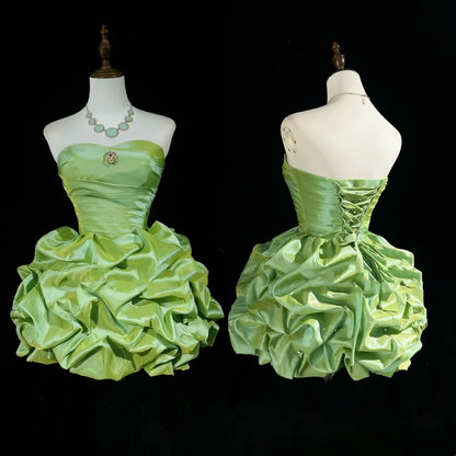 Vintage Ball Gown Sweetheart Taffeta Green Sleeveless Mini Short Formal 8th Grade Homecoming Dresses Summer Middle School Hoco Dress Homecoming Outfits DH669