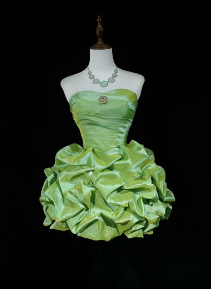 Vintage Ball Gown Sweetheart Taffeta Green Sleeveless Mini Short Formal 8th Grade Homecoming Dresses Summer Middle School Hoco Dress Homecoming Outfits DH669