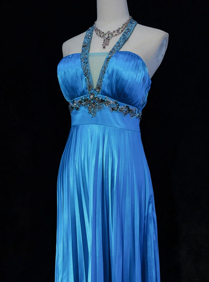 Pretty A line Halter Royal Blue Tea Length Formal 8th Grade Homecoming Dresses Summer Middle School Hoco Dress Homecoming Outfits DH673