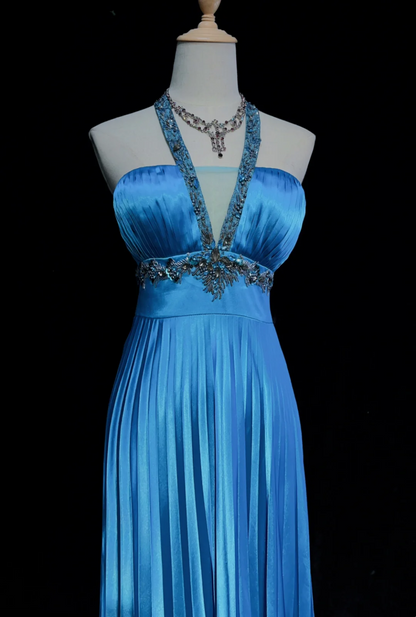 Pretty A line Halter Royal Blue Tea Length Formal 8th Grade Homecoming Dresses Summer Middle School Hoco Dress Homecoming Outfits DH673