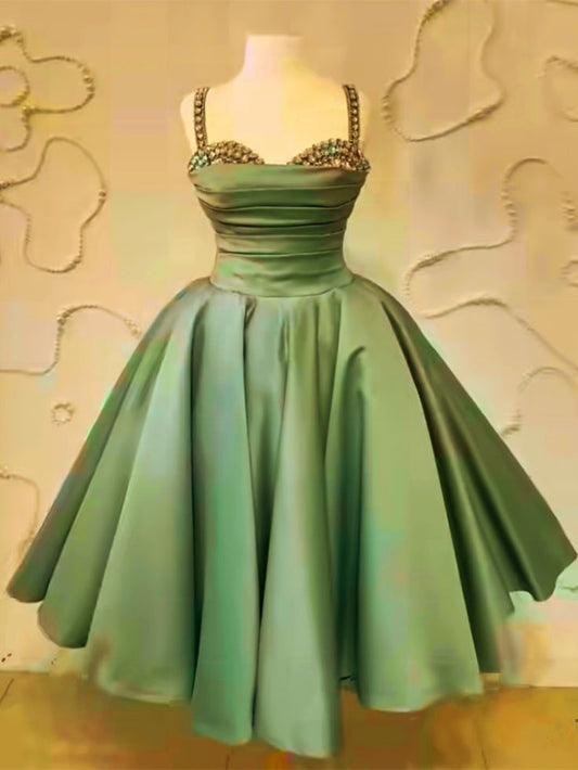 Fancy Short Hoco Dresses Ball Gown Spaghetti Straps Green Formal 8th Grade Homecoming Dresses Summer Middle School Homecoming Outfits DH68