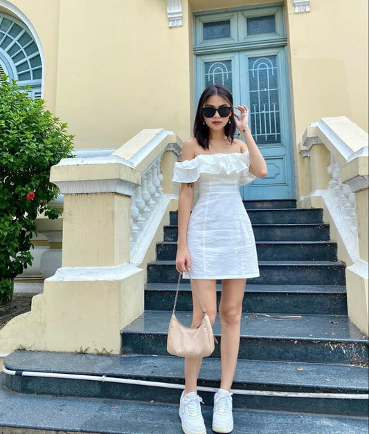 Cute Sheath Off The Shoulder White Mini Short Formal 8th Grade Homecoming Dresses Summer Middle School Hoco Dress Homecoming Outfits DH697