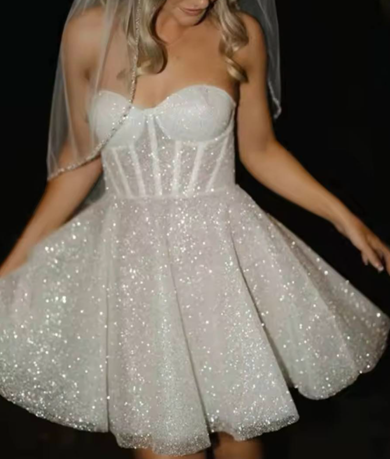 Cute A Line Sweetheart White Sequin Mini Short Formal 8th Grade Homecoming Dresses Summer Middle School Hoco Dress Homecoming Outfits DH717