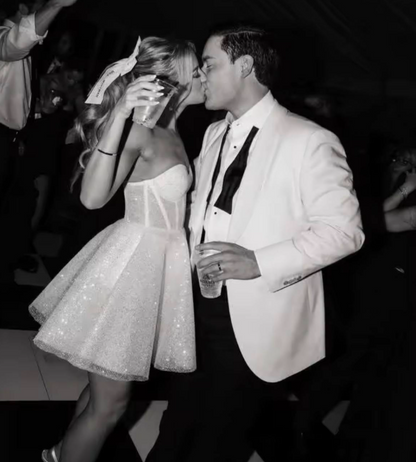 Cute A Line Sweetheart White Sequin Mini Short Formal 8th Grade Homecoming Dresses Summer Middle School Hoco Dress Homecoming Outfits DH717