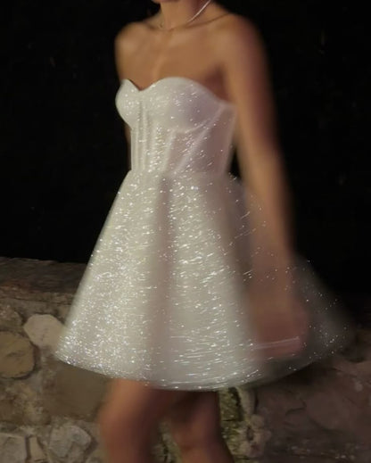 Cute A Line Sweetheart White Sequin Mini Short Formal 8th Grade Homecoming Dresses Summer Middle School Hoco Dress Homecoming Outfits DH717