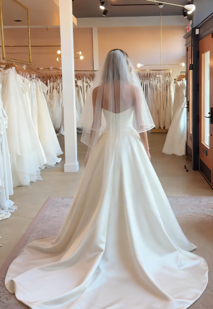 Classy Elegant Wedding Dress Ball Gown Strapless Satin White Wedding Dresses Bridal Gowns DH729