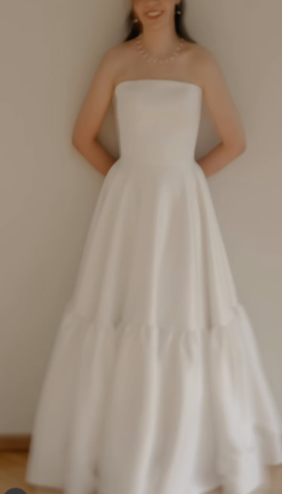 Dreamy Wedding Dress Ball Gown Strapless Satin White Wedding Dresses Bridal Gowns DH731