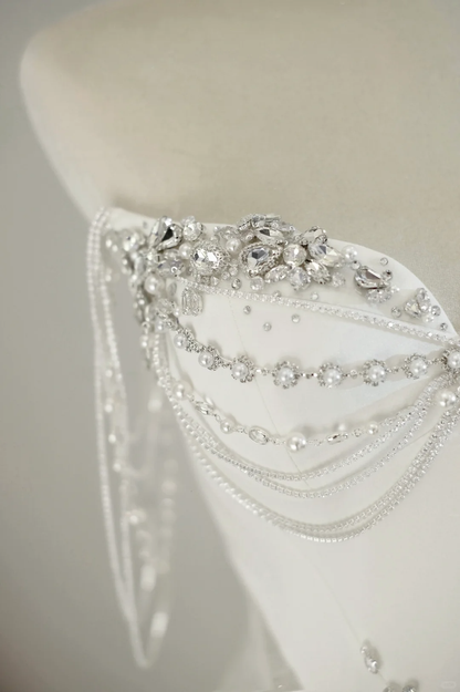 Unique Bridal Gown A Line Sweetheart White Satin Long Wedding Dresses With Silver Beads Elegant Brides Gowns DH738