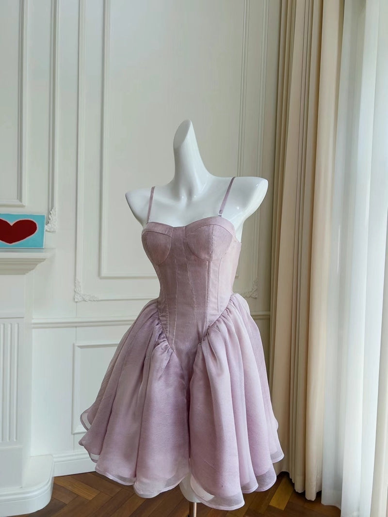 Fancy Short Hoco Dresses A line Straps Lilac Mini Blue Formal 8th Grade Homecoming Dresses Summer Middle School Homecoming Outfits DH73