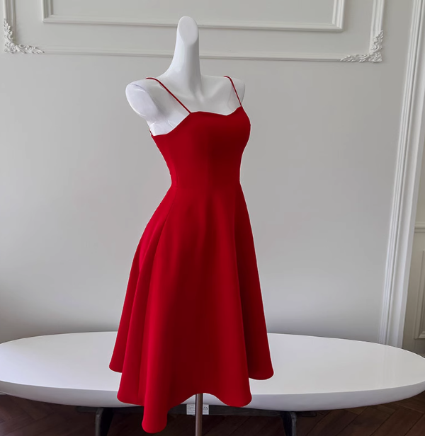 Fancy Short Hoco Dresses A Line Spaghetti Straps Red Formal 8th Grade Homecoming Dresses Summer Middle School Homecoming Outfits DH75